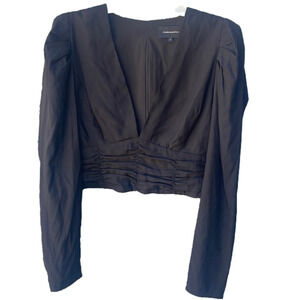 FIVESEVENTYFIVE cropped long sleeve blouse Black size Small